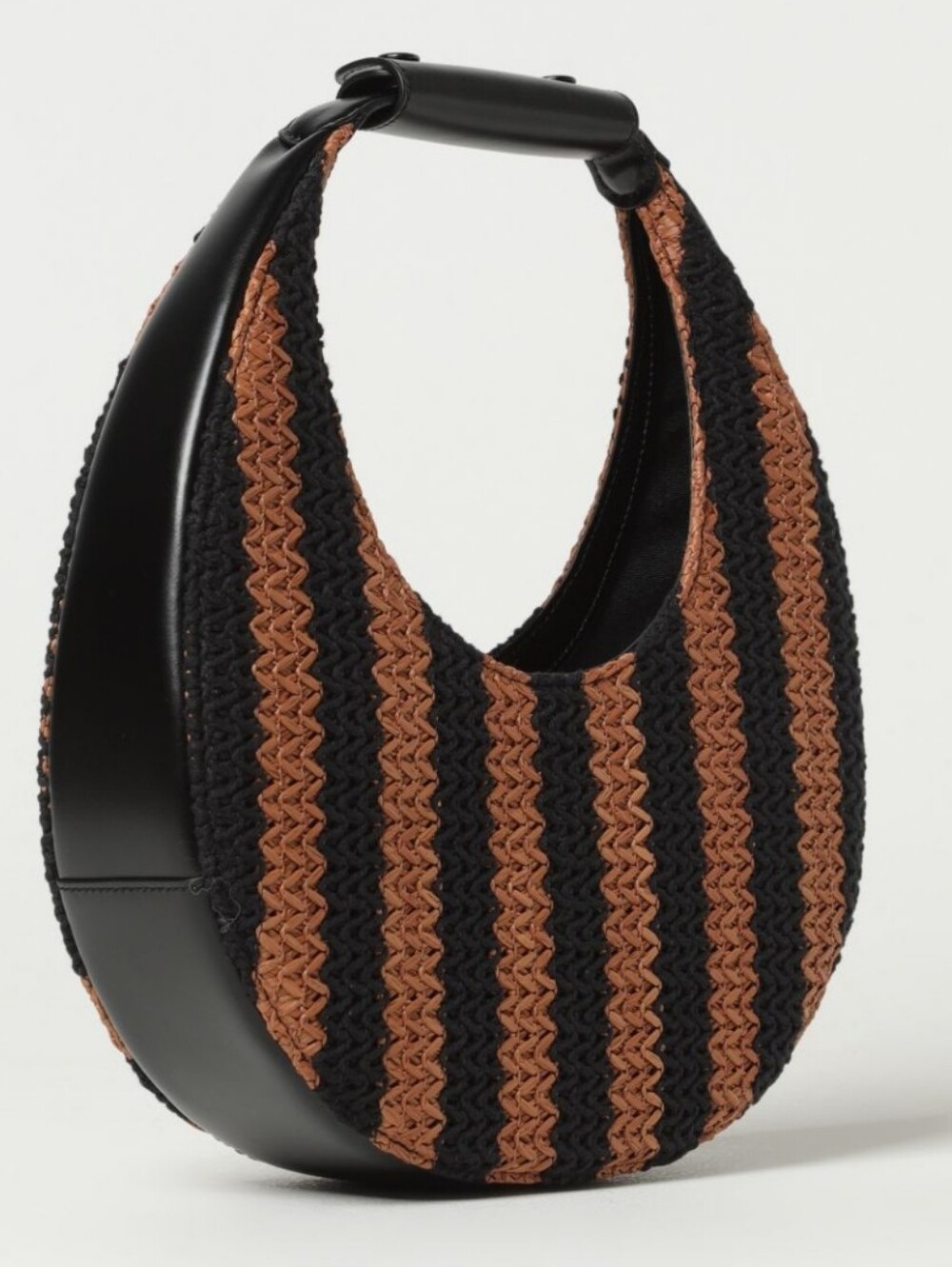 STAUD Moon Striped Straw Shoulder Bag